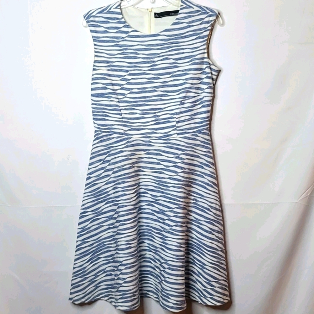 Chetta B wavy striped fit n flare textured dress 6